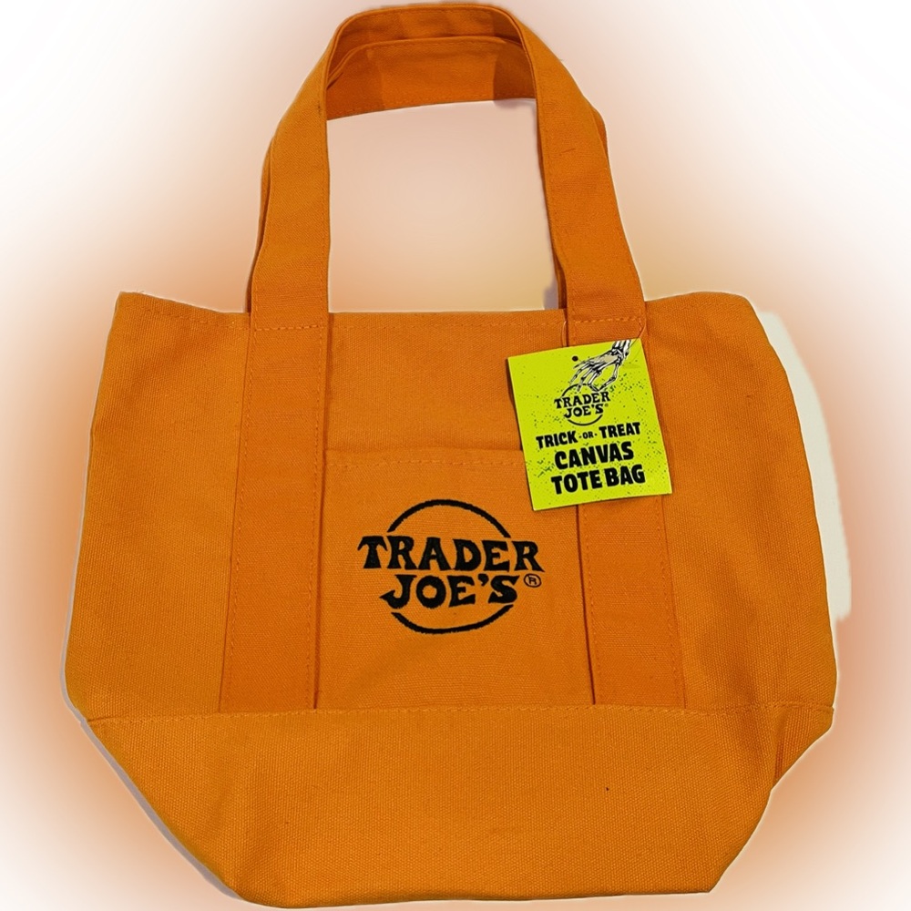 Trader Joe's Limited Edition Orange Canvas Mini Trick or Treat Tote Bag